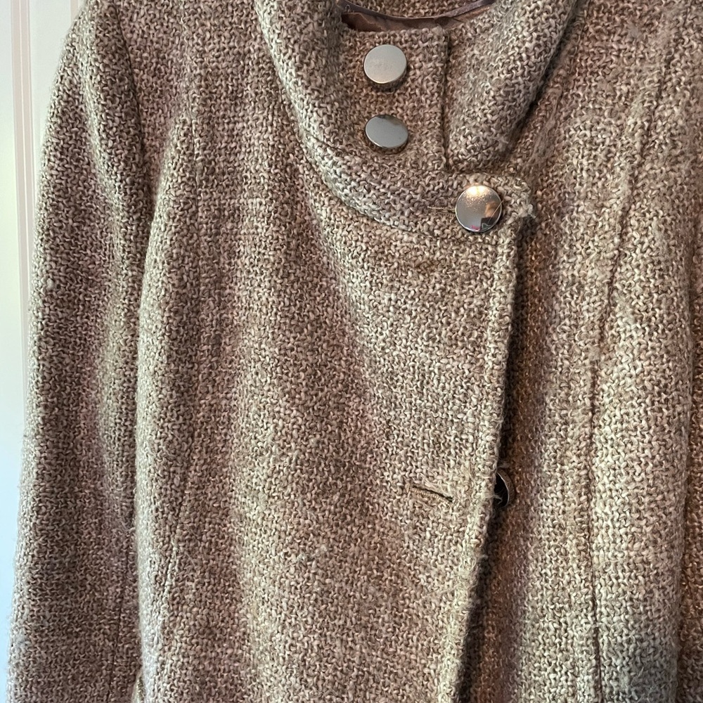 Tahari beige/brown/gray wool winter coat